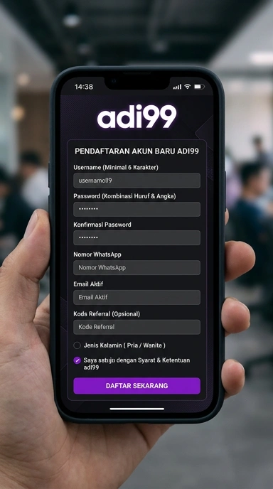 Tampilan halaman daftar adi99