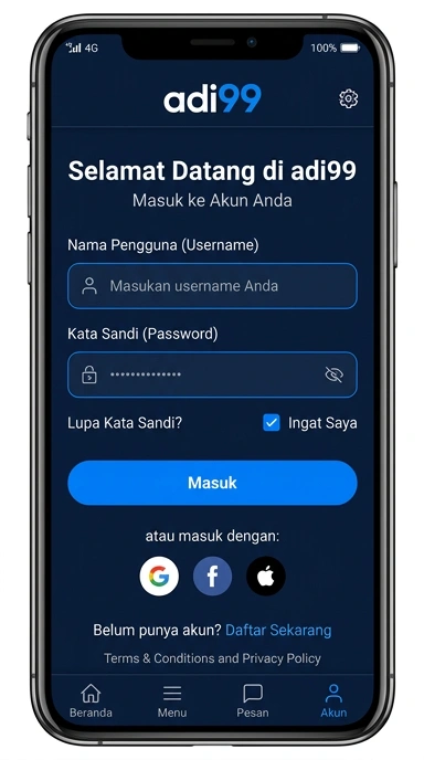 Tampilan halaman login adi99