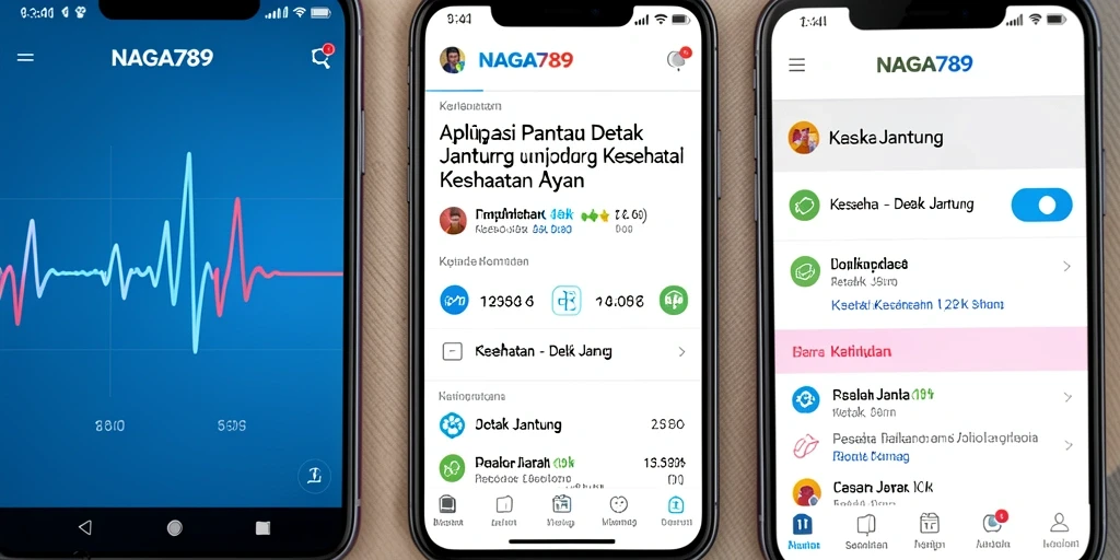 Tampilan antarmuka sederhana aplikasi NAGA789 untuk pantau detak jantung.